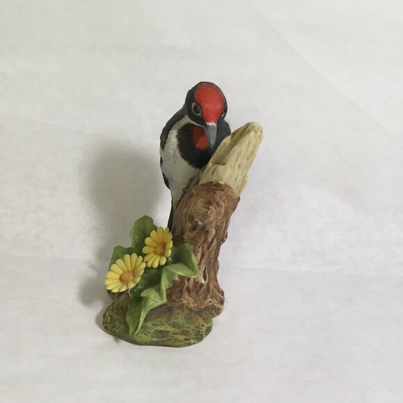 Andrea By Sadek Downy Woodpecker Porcelain with Removable Wooden Base  #9386 - Picture 12 of 14